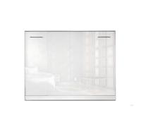 Lit escamotable horizontal 140 x 200 cm ouverture à ressort - blanc mat - ZEN