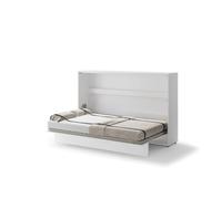 Lit escamotable horizontal avec LED mécanisme d’ouverture pneumatique - SMART - 46 cm x 211 cm x 138 cm - Blanc