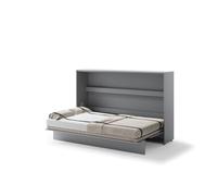 Lit escamotable horizontal avec LED mécanisme d’ouverture pneumatique - SMART - 46 cm x 211 cm x 138 cm - Gris