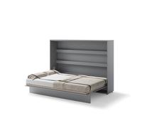 Lit escamotable horizontal avec LED mécanisme d’ouverture pneumatique - SMART - 46 cm x 211 cm x 158 cm - Gris