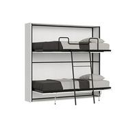 Lit escamotable horizontal superposé 2 couchages 85 Kando avec matelas Frêne Blanc -