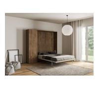 Lit escamotable - Kentaro - 120x190 cm - Compact et pratique - Noyer - 2 places
