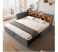 Lit escamotable - MINIMAL - Zephmum - 90x200 extensible 180x200 - Ports USB/Type-C - Rangements intégrés
