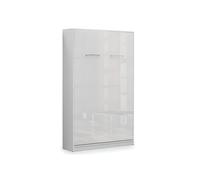 Lit escamotable vertical 120 x 200 cm ouverture pneumatique - blanc brillant / blanc mat - LOLITA