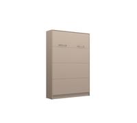 Lit escamotable vertical 140 x 200 cm avec 2 armoires 2 tiroirs et 1 chevet ouverture pneumatique - taupe mat - LOLITA
