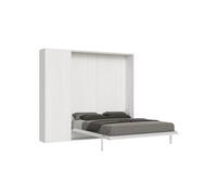 Lit escamotable vertical 160 Kentaro avec colonne Frêne Blanc -