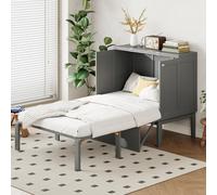 Lit escamotable vertical 90x200cm avec sommier, lit mural pour adolescent, structure grise moderne