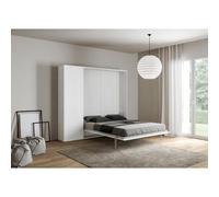 Lit escamotable vertical compact - Kentaro - 120x190 cm - Frêne blanc - 3 étagères - 2 places