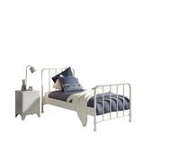Lit et chevet 90x200 bronxx blanc