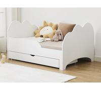 Lit évolutif 90 x 140/170/200 cm avec tiroir - Pin et MDF - Blanc + Matelas - TEONIA