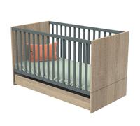 Lit évolutif bébé 70x140 cm + Tiroir de lit Nova Gris volcan