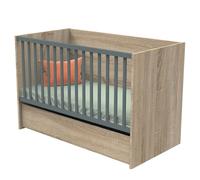 Lit évolutif bébé combiné 70x140 cm en 140x190 cm + Tiroir de lit Nova Gris volcan