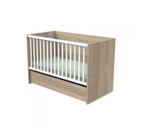 Lit évolutif bébé combiné 70x140 cm en 140x200 cm + Tiroir de lit Nova Blanc lin