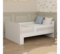 IDMarket – Lit simple évolutif Gaspard 90 x 140/190 cm avec sommier et barrières bois blanc