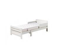 Vipack lit d'enfant Jumper à rallonge de 140-200 cm, matelas 140+60 cm inclus, finition en pin massif blanc