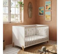 Lit Évolutif - Little Big Bed Sur Pieds En Bois - Joy Blanc/marron 70X140
