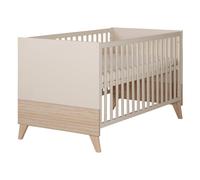 Lit bébé Sidney 70 x 140 cm de roba - Lit à barreaux évolutif avec pieds en bois massif - Réglable en hauteur - Convertible en lit junior - Beige