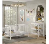 Vipack Ensemble lit bébé/junior JAXX DINO 70x140 cm hêtre massif laqué blanc