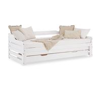 Homestyle4u Lit de jour 90x200 cm – lit gigogne, tiroir, sommier à lattes, bois, 2 couchages