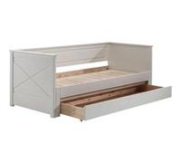 Lit Extensible 90x200cm en Pin Laqué Blanc avec Tiroir - VIVIEN - ALTOBUY Blanc G