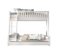 Vipack SCOTT Lit familial avec surface de couchage 90x200 et 140x200 cm, incl. sommier à lattes, échelle et 2 petits tiroirs de lit, finition en pin laqué blanc