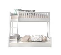 Vipack SCOTT Lit familial avec surface de couchage 90x200 et 140x200 cm, incl. sommier à lattes, échelle et 2 petits tiroirs de lit, finition en pin laqué blanc