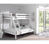 Lit familial Martin 90 x 200 et 140 x 200 cm, avec échelle en pin massif blanc