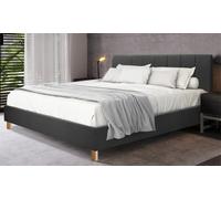 Lit fixe Alhambra avec matelas en option : 90 x 190 cm / Gris clair / Lit + matelas Cosmos