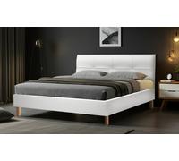 Lit fixe Capri simili cuir matelas Empereur en option : Blanc / 160 x 200 cm / Lit + Matelas