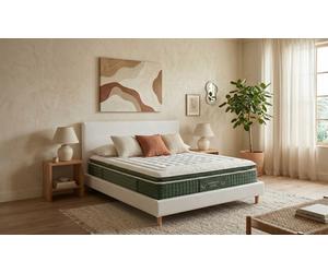 Lit fixe Rome simili cuir blanc 200x200 cm