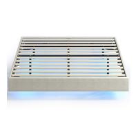 Lit flottant 160 x 200 cm - HOMCOM - éclairage LED intelligent - lit double rembourré en lin, sommier à lattes en bois - beige