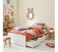Lit fonctionnel MIA avec rangements 3 tiroirs 90 x 190 cm, en pin massif lasuré blanc