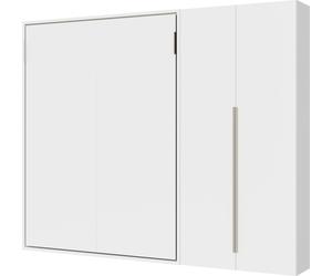 Lit Français Escamotable Vertical Versia Sofà 140 Avec Armoire 2 Portes Droite En Blanc
