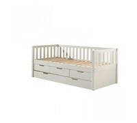 Vipack Lit gigogne Fritz – cadre à barreaux, 3 tiroirs, sommier à lattes 90 x 200 – blanc laqué