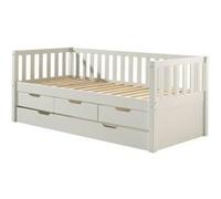 Vipack Lit gigogne Fritz – cadre à barreaux, 3 tiroirs, sommier à lattes 90 x 200 – blanc laqué