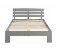 Lit futon 120x200 cm gris en pin massif avec matelas mousse et sommier a lattes