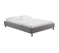 Lit futon double pour adulte NIZZA 140x190 cm 2 places / 2 personnes, avec sommier et pieds en métal chromé, tissu gris
