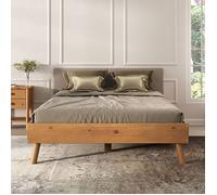 Lit futon KARRI double pour adulte 140 x 200 cm, 2 places, en bois massif, coloris chêne