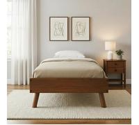 Lit futon KARRI simple pour adulte, 100 x 200 cm, 1 place, en bois massif coloris châtaignier