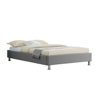Lit futon simple pour adulte NIZZA 120x190 cm 1 place et demi / 1 personne, avec sommier et pieds en métal chromé, tissu gris