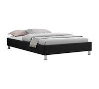 IDIMEX Lit futon Simple pour Adulte Nizza Couchage 120 x 190 cm 1 Place et Demi / 1 Personne, avec sommier et Pieds en métal chromé, revêtement en Tissu Noir