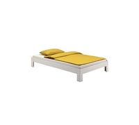 Lit futon THOMAS couchage double 140 x 200 cm 2 places / 2 personnes, en pin massif lasuré blanc