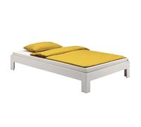 Lit futon THOMAS couchage simple 90 x 200 cm 1 place / 1 personne, en pin massif lasuré blanc