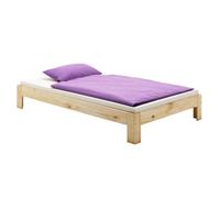 Lit futon THOMAS couchage simple 90 x 200 cm 1 place / 1 personne, en pin massif vernis naturel