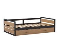 Lit gigogne 120 x 200 et 90 x 200 cm - MDF, Pin et métal - Naturel et anthracite - BOSTON