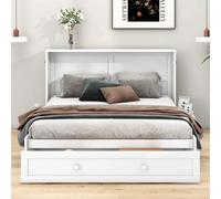 Lit Gigogne 140 X 200cm-avec Tiroirs Au Bout Du Lit-lits Plateformes-blanc