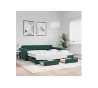vidaXL Lit de jour gigogne canapé-lit moderne avec tiroirs 100x200 cm Velours Vert foncé