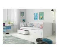 Lit gigogne 80 x 160/200 cm -Gain de l'espace- 2 en 1 -avec Couchage et sommier à lattes, Lit Banquette 2 Places-Interbeds (blanc)