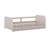 Lit gigogne 90x190 en MDF et pin massif laqué crème pieds en pin naturel - ENORA