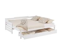 Lit gigogne 90x200 2 matelas tiroir bois blanc